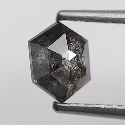 0.70 Ct Natural Hexagon Diamond, Gray Black Salt and Pepper Loose Diamond, Earth Mined Ethical Gem