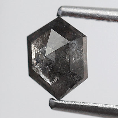 0.70 Ct Natural Hexagon Diamond, Gray Black Salt and Pepper Loose Diamond, Earth Mined Ethical Gem