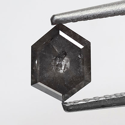 0.70 Ct Natural Hexagon Diamond, Gray Black Salt and Pepper Loose Diamond, Earth Mined Ethical Gem