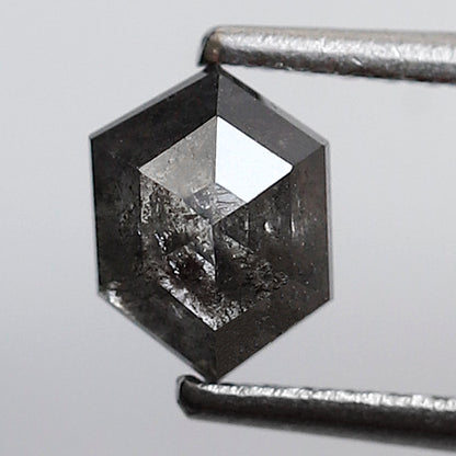 0.70 Ct Natural Hexagon Diamond, Gray Black Salt and Pepper Loose Diamond, Earth Mined Ethical Gem