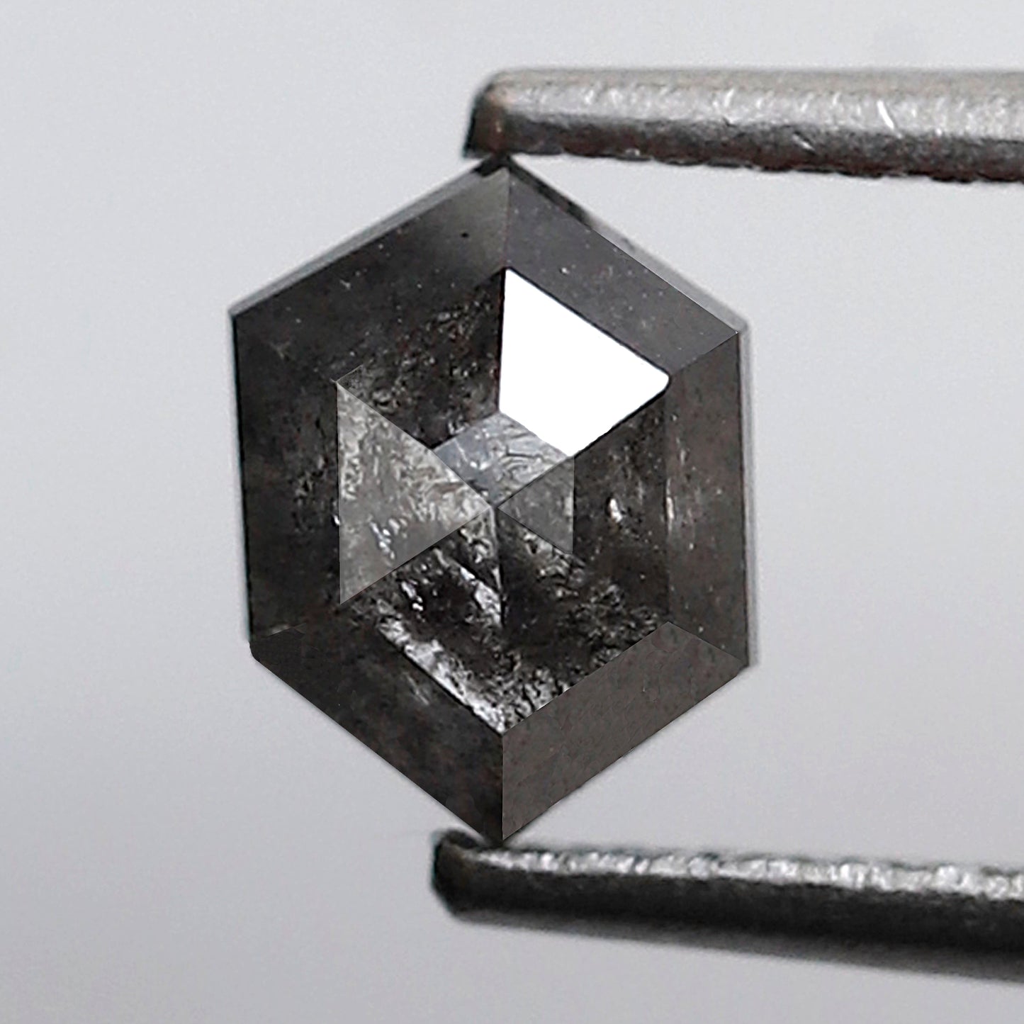 0.70 Ct Natural Hexagon Diamond, Gray Black Salt and Pepper Loose Diamond, Earth Mined Ethical Gem