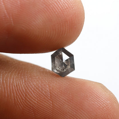 0.70 Ct Natural Hexagon Diamond, Gray Black Salt and Pepper Loose Diamond, Earth Mined Ethical Gem