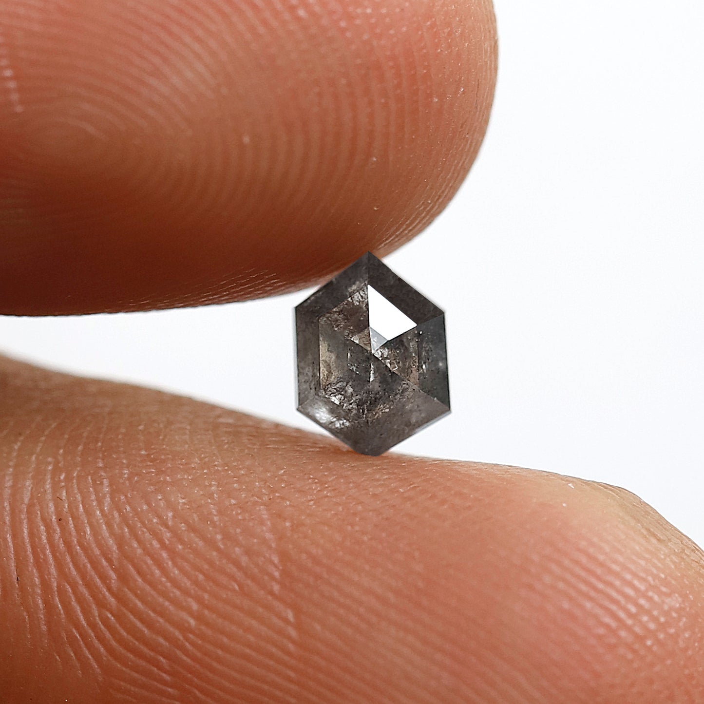 0.70 Ct Natural Hexagon Diamond, Gray Black Salt and Pepper Loose Diamond, Earth Mined Ethical Gem