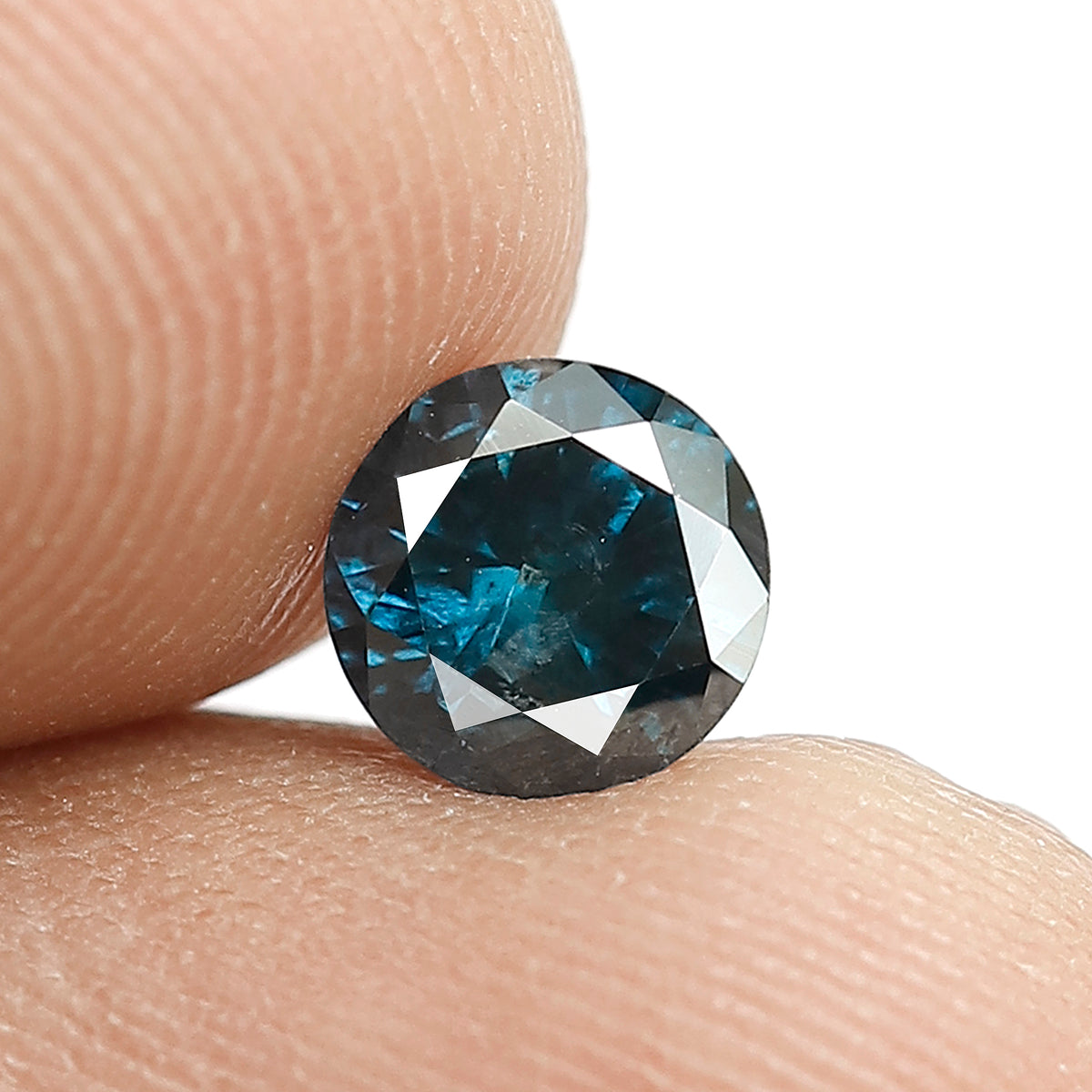 0.84 Ct Round Brilliant Treated Blue Diamond | 6x6 mm Loose Diamond