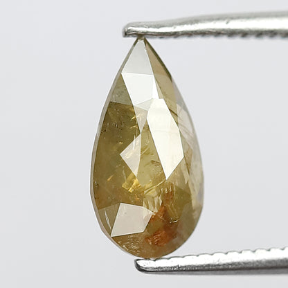 Pear Shape 1.00 Ct Natural Greenish Yellow Rustic Diamond | 9.80 mm Conflict Free Loose Diamond