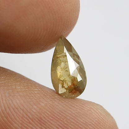 Pear Shape 1.00 Ct Natural Greenish Yellow Rustic Diamond | 9.80 mm Conflict Free Loose Diamond