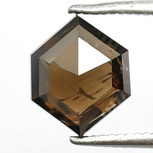 2.17 CT Dark Brown Hexagon Diamond, Natural Loose 9 MM Rustic Conflict Free Diamond