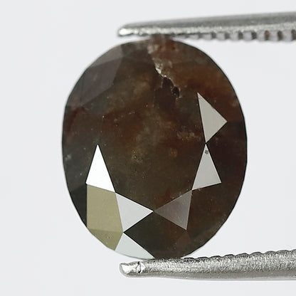 Natural Oval 3.19 Ct Rustic Diamond, Dark Grayish Red 10.80 MM Loose Earth Mined Diamond
