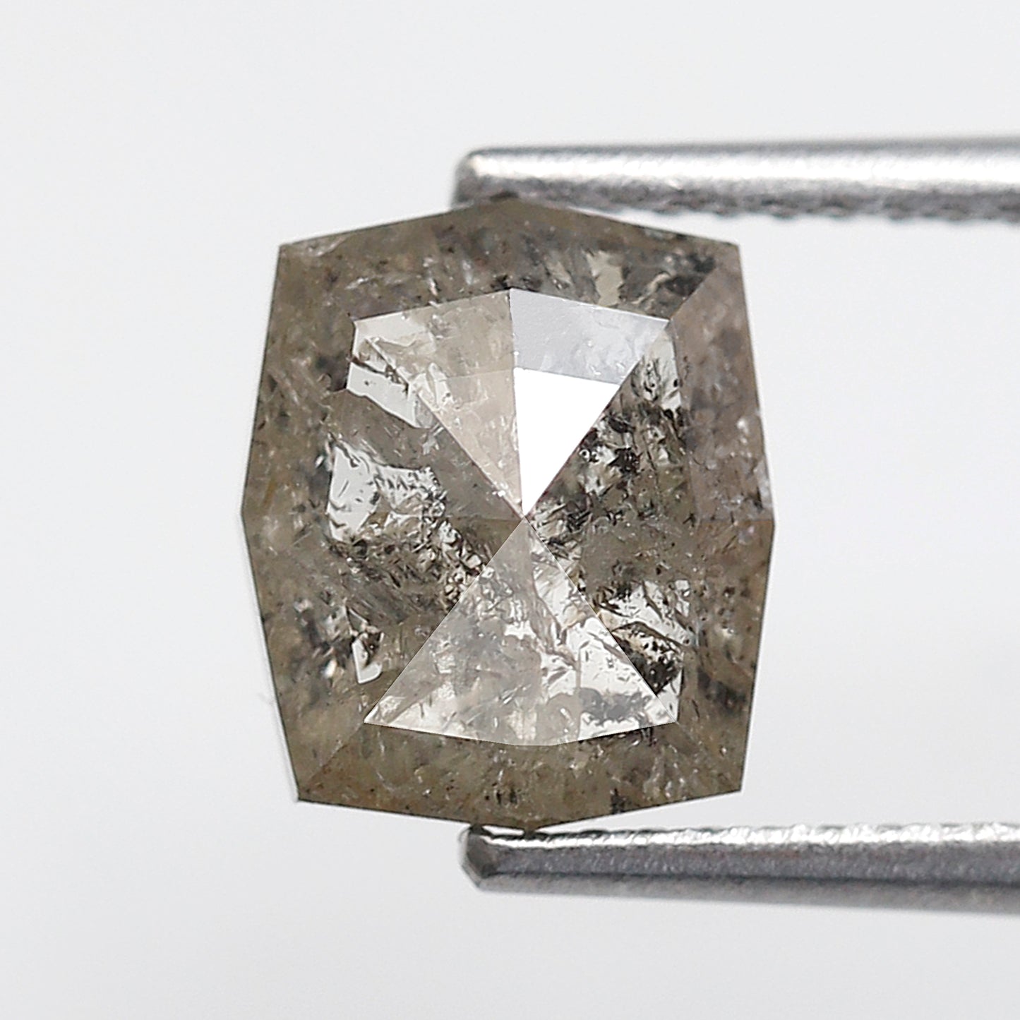 2.25 ct Gray Black Hexagon Earth Mined Salt and Pepper Diamond For Making Custom Jewelry