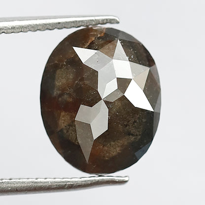 Natural Oval 3.19 Ct Rustic Diamond, Dark Grayish Red 10.80 MM Loose Earth Mined Diamond