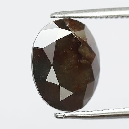 Natural Oval 3.19 Ct Rustic Diamond, Dark Grayish Red 10.80 MM Loose Earth Mined Diamond