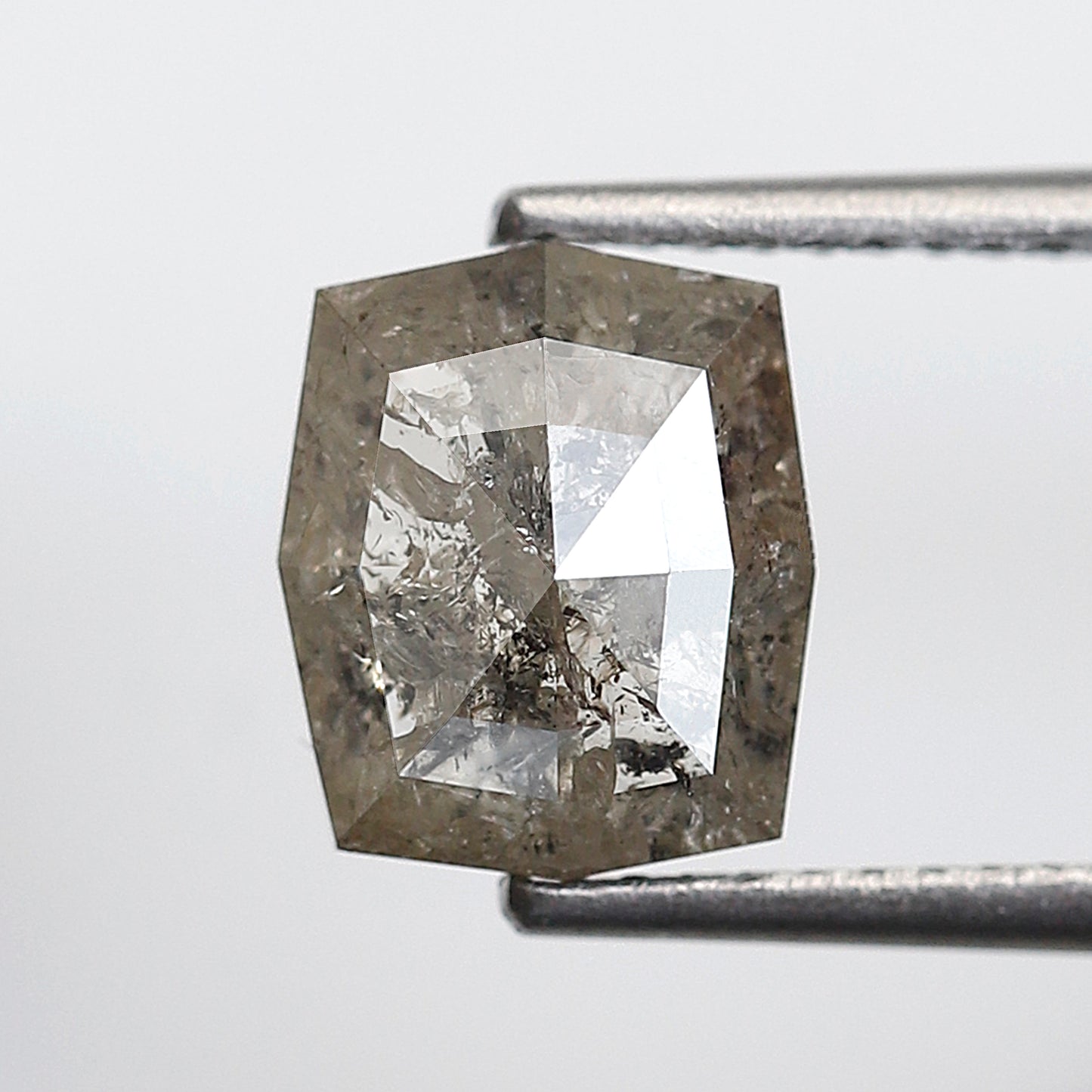 2.25 ct Gray Black Hexagon Earth Mined Salt and Pepper Diamond For Making Custom Jewelry