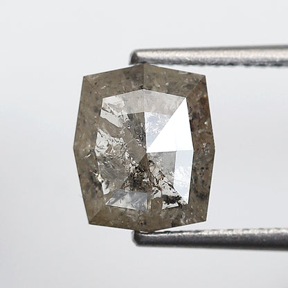 2.25 ct Gray Black Hexagon Earth Mined Salt and Pepper Diamond For Making Custom Jewelry