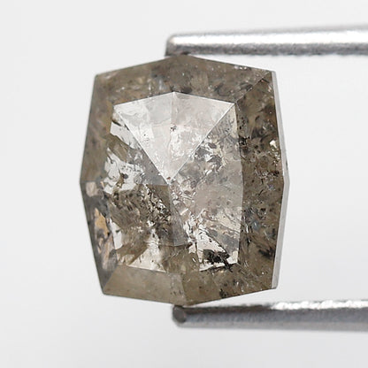 2.25 ct Gray Black Hexagon Earth Mined Salt and Pepper Diamond For Making Custom Jewelry