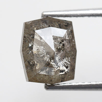 2.25 ct Gray Black Hexagon Earth Mined Salt and Pepper Diamond For Making Custom Jewelry
