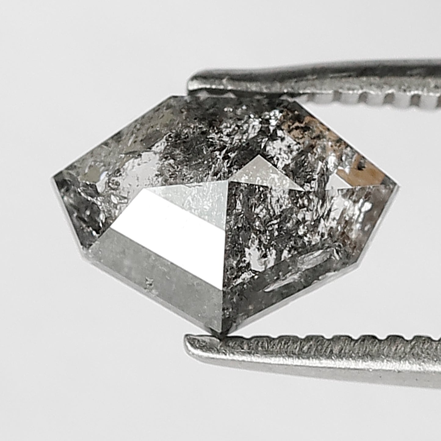 1.00 CT Geometric Cut Salt And Pepper Loose Diamond Unique For Bead Ornaments