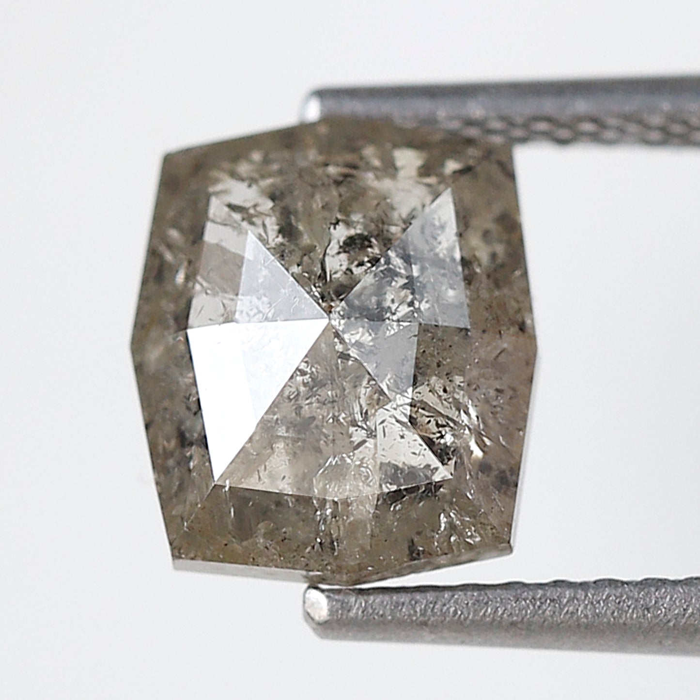 2.25 ct Gray Black Hexagon Earth Mined Salt and Pepper Diamond For Making Custom Jewelry