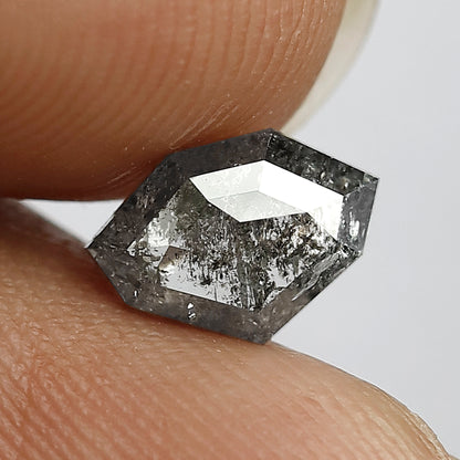 1.00 CT Geometric Cut Salt And Pepper Loose Diamond Unique For Bead Ornaments