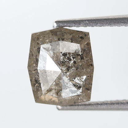 2.25 ct Gray Black Hexagon Earth Mined Salt and Pepper Diamond For Making Custom Jewelry