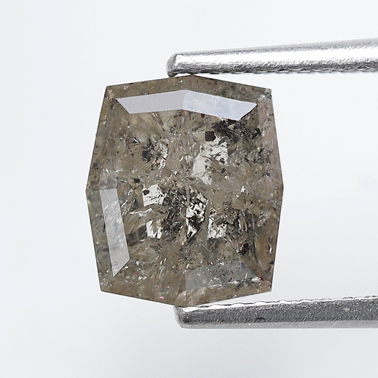 2.25 ct Gray Black Hexagon Earth Mined Salt and Pepper Diamond For Making Custom Jewelry