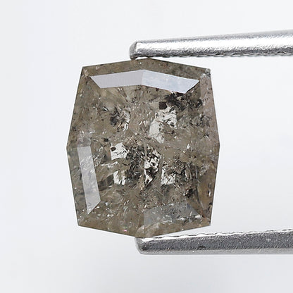 2.25 ct Gray Black Hexagon Earth Mined Salt and Pepper Diamond For Making Custom Jewelry