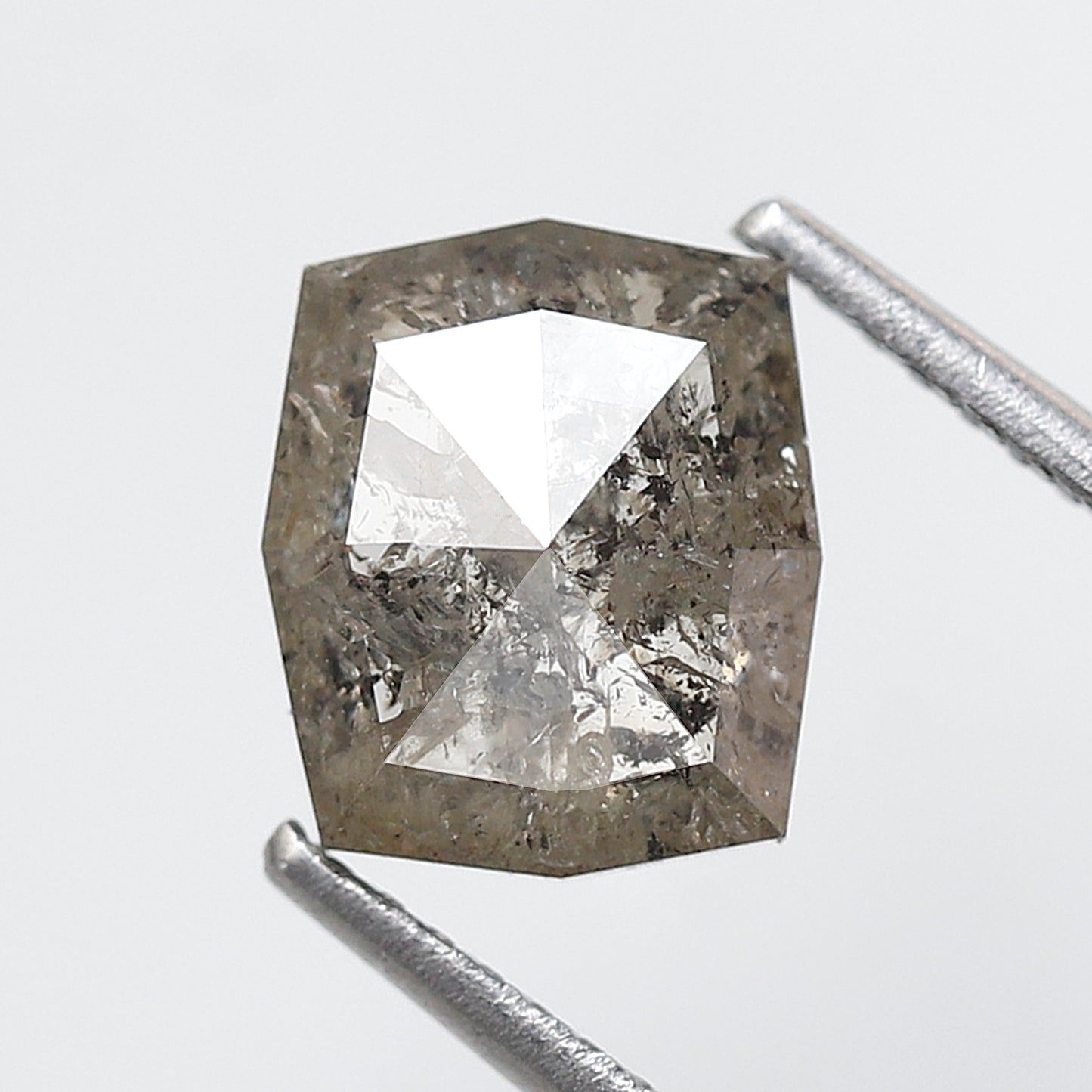 2.25 ct Gray Black Hexagon Earth Mined Salt and Pepper Diamond For Making Custom Jewelry
