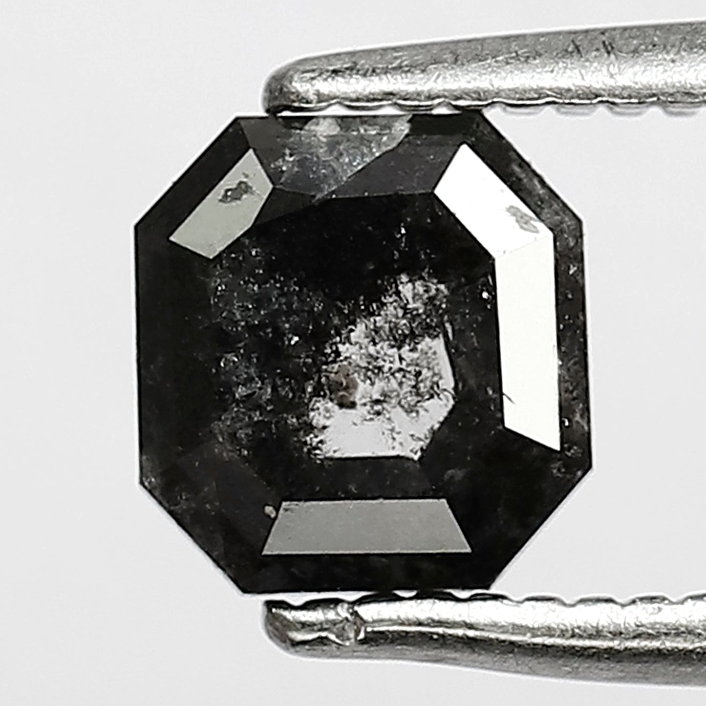 0.91 CT 5.8 MM Emerald Cut Black Salt And Pepper Loose Diamond For Pendants and Rings