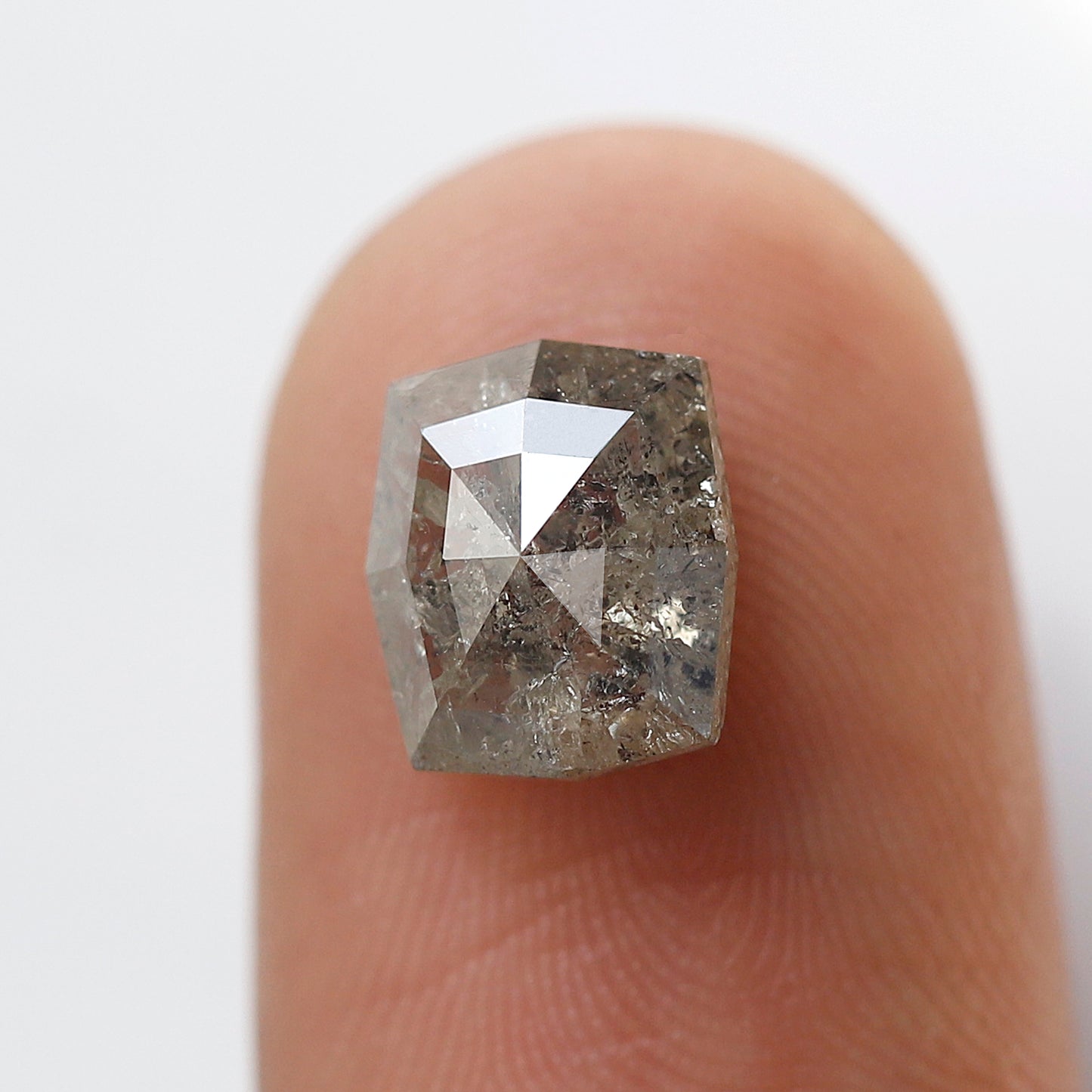 2.25 ct Gray Black Hexagon Earth Mined Salt and Pepper Diamond For Making Custom Jewelry
