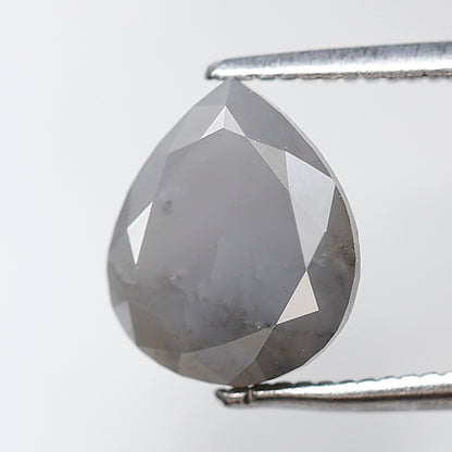 2.39 CT 9 MM Pear Shape Salt and Pepper Diamond Loose Natural Blue Gray Color Diamond
