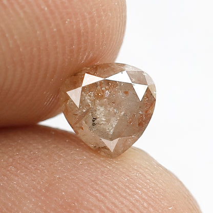0.83 CT Heart Shape Rustic Diamond, Natural Reddish Conflict Free Loose Diamond For Proposal Ring