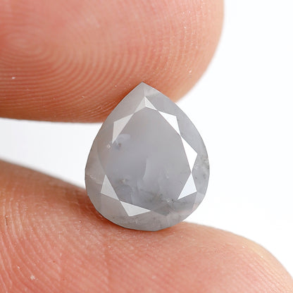 2.39 CT 9 MM Pear Shape Salt and Pepper Diamond Loose Natural Blue Gray Color Diamond