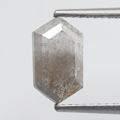 Hexagon Cut 1.04 Ct Salt and Pepper Diamond, Natural Gray Ethical Diamond, 9.60 mm Loose Stone for Jewelry