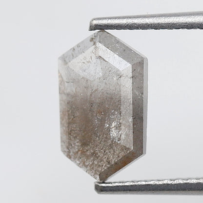 Hexagon Cut 1.04 Ct Salt and Pepper Diamond, Natural Gray Ethical Diamond, 9.60 mm Loose Stone for Jewelry