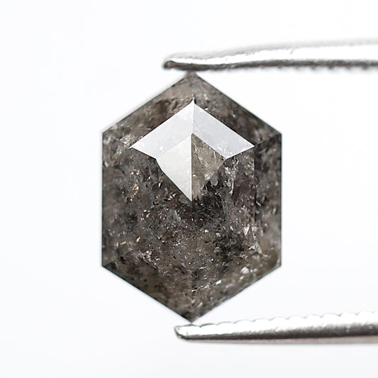 9 mm Elongated Hexagon Shape Salt and Pepper Diamond 1.82 CT Loose Natural Gray Black Color Diamond
