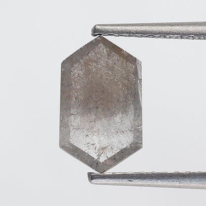 Hexagon Cut 1.04 Ct Salt and Pepper Diamond, Natural Gray Ethical Diamond, 9.60 mm Loose Stone for Jewelry