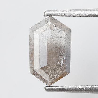 Hexagon Cut 1.04 Ct Salt and Pepper Diamond, Natural Gray Ethical Diamond, 9.60 mm Loose Stone for Jewelry