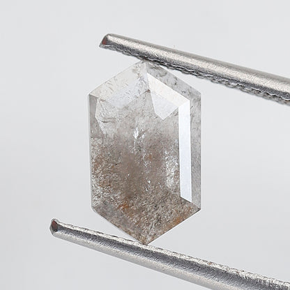 Hexagon Cut 1.04 Ct Salt and Pepper Diamond, Natural Gray Ethical Diamond, 9.60 mm Loose Stone for Jewelry