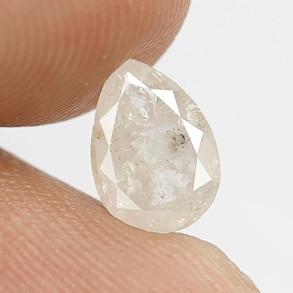Natural Pear Shape 1.29 Ct Loose Diamond, 8.40 x 5.90 mm Misty White Salt and Pepper Diamond For Pear Diamond Ring