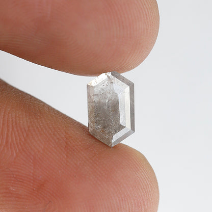 Hexagon Cut 1.04 Ct Salt and Pepper Diamond, Natural Gray Ethical Diamond, 9.60 mm Loose Stone for Jewelry