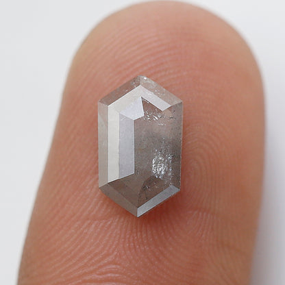 Hexagon Cut 1.04 Ct Salt and Pepper Diamond, Natural Gray Ethical Diamond, 9.60 mm Loose Stone for Jewelry