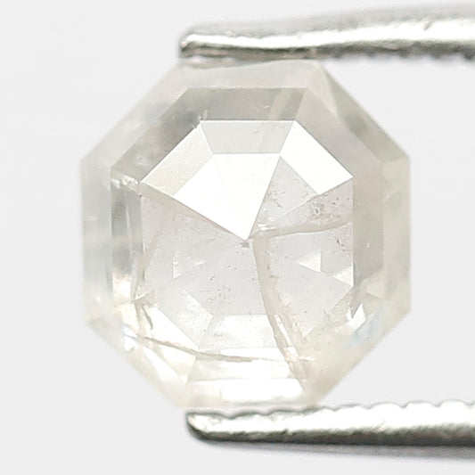 1.65 Ct Asscher cut Salt and Pepper Diamond, Natural Misty White Loose Ethically Sourced Diamond For Wedding Band