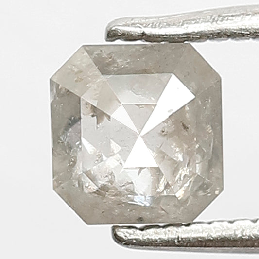 Natural 0.73 CT, 5.10 MM Square Emerald cut Gray White Loose Salt and Pepper Diamond For Engagement Ring