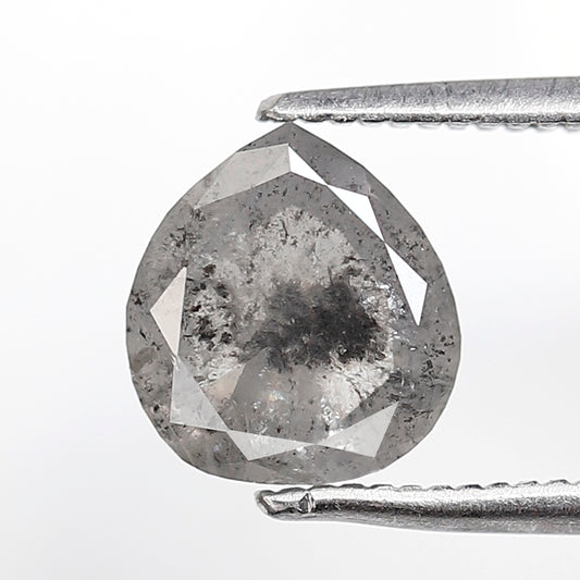 1.51 CT 7.90 MM Pear Shape Salt and Pepper Diamond Gray Black Color Natural Loose Diamond