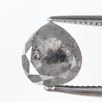 1.51 CT 7.90 MM Pear Shape Salt and Pepper Diamond Gray Black Color Natural Loose Diamond