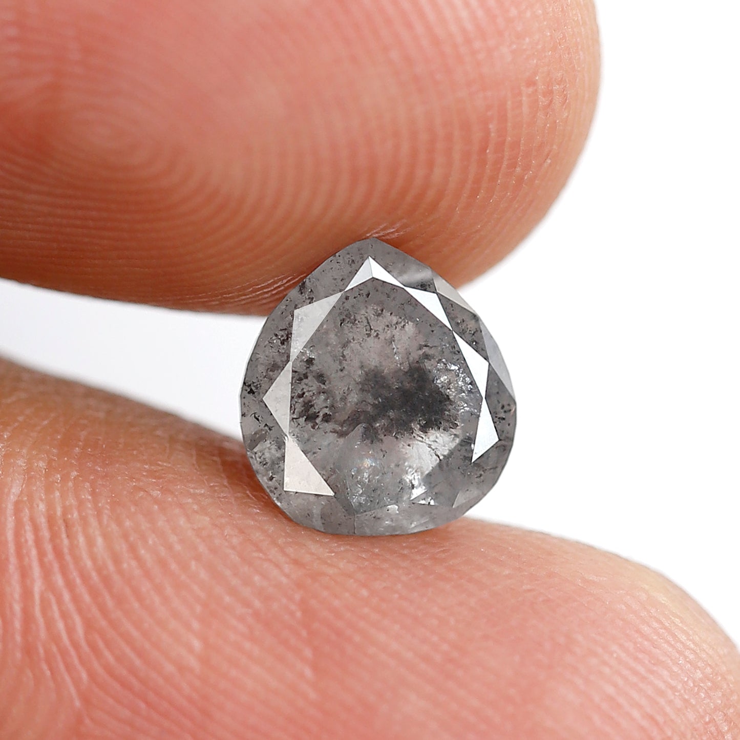 1.51 CT 7.90 MM Pear Shape Salt and Pepper Diamond Gray Black Color Natural Loose Diamond