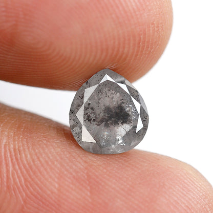 1.51 CT 7.90 MM Pear Shape Salt and Pepper Diamond Gray Black Color Natural Loose Diamond