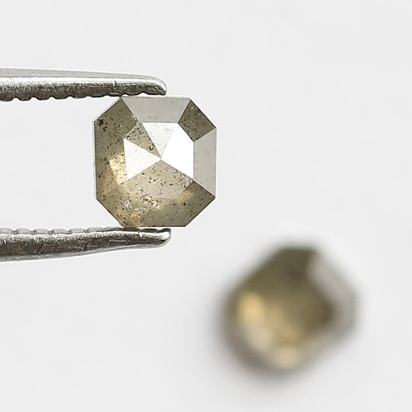 0.86 CT Pair Of Square Emerald Salt and Pepper Diamonds, 4.6 MM Loose Natural Greenish Brown Diamonds For Earrings