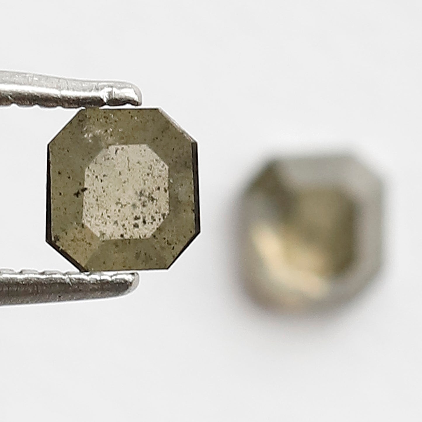 0.86 CT Pair Of Square Emerald Salt and Pepper Diamonds, 4.6 MM Loose Natural Greenish Brown Diamonds For Earrings