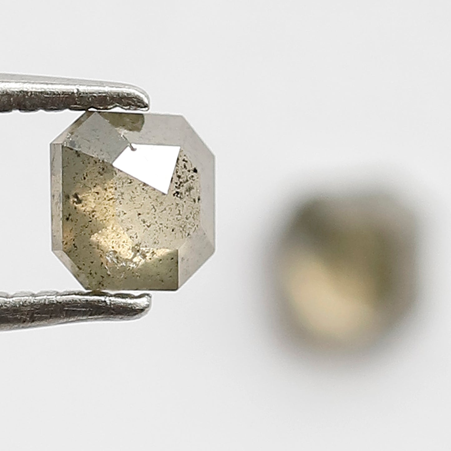0.86 CT Pair Of Square Emerald Salt and Pepper Diamonds, 4.6 MM Loose Natural Greenish Brown Diamonds For Earrings