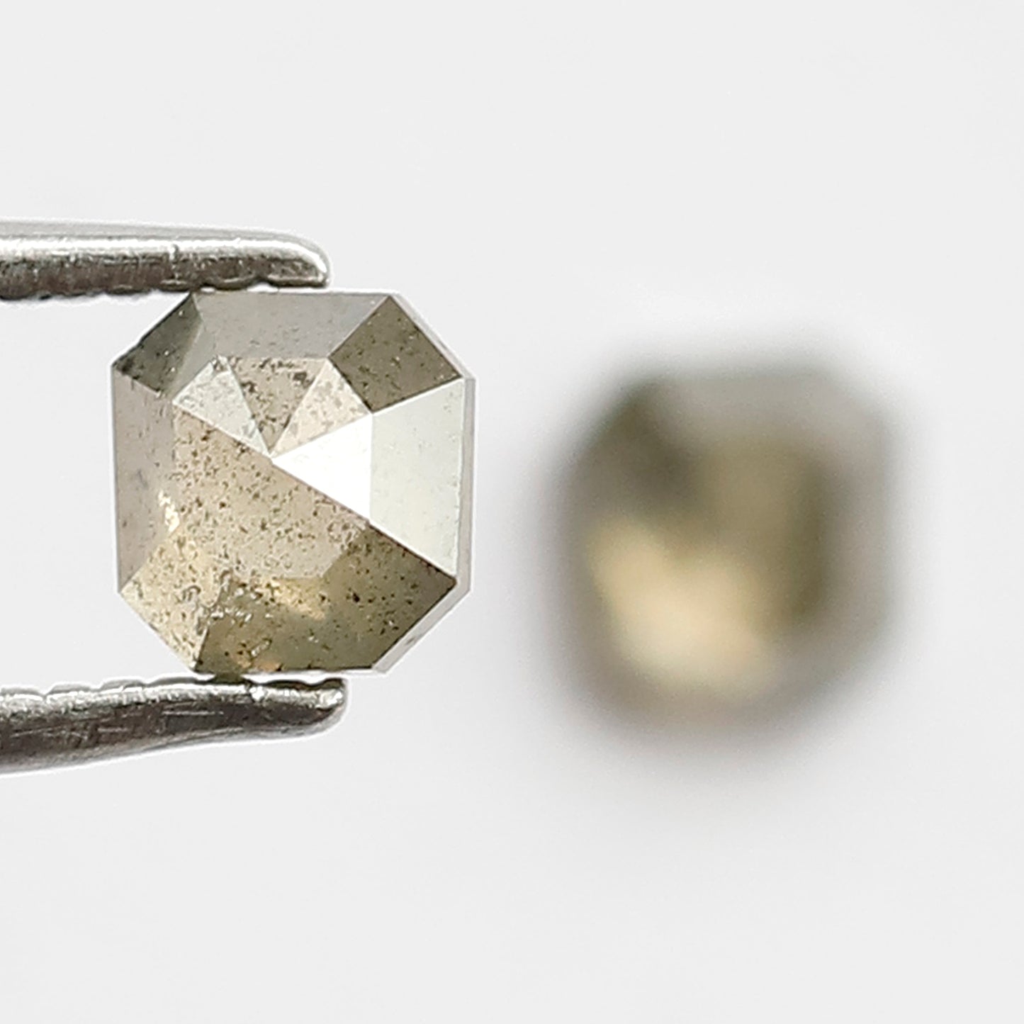 0.86 CT Pair Of Square Emerald Salt and Pepper Diamonds, 4.6 MM Loose Natural Greenish Brown Diamonds For Earrings